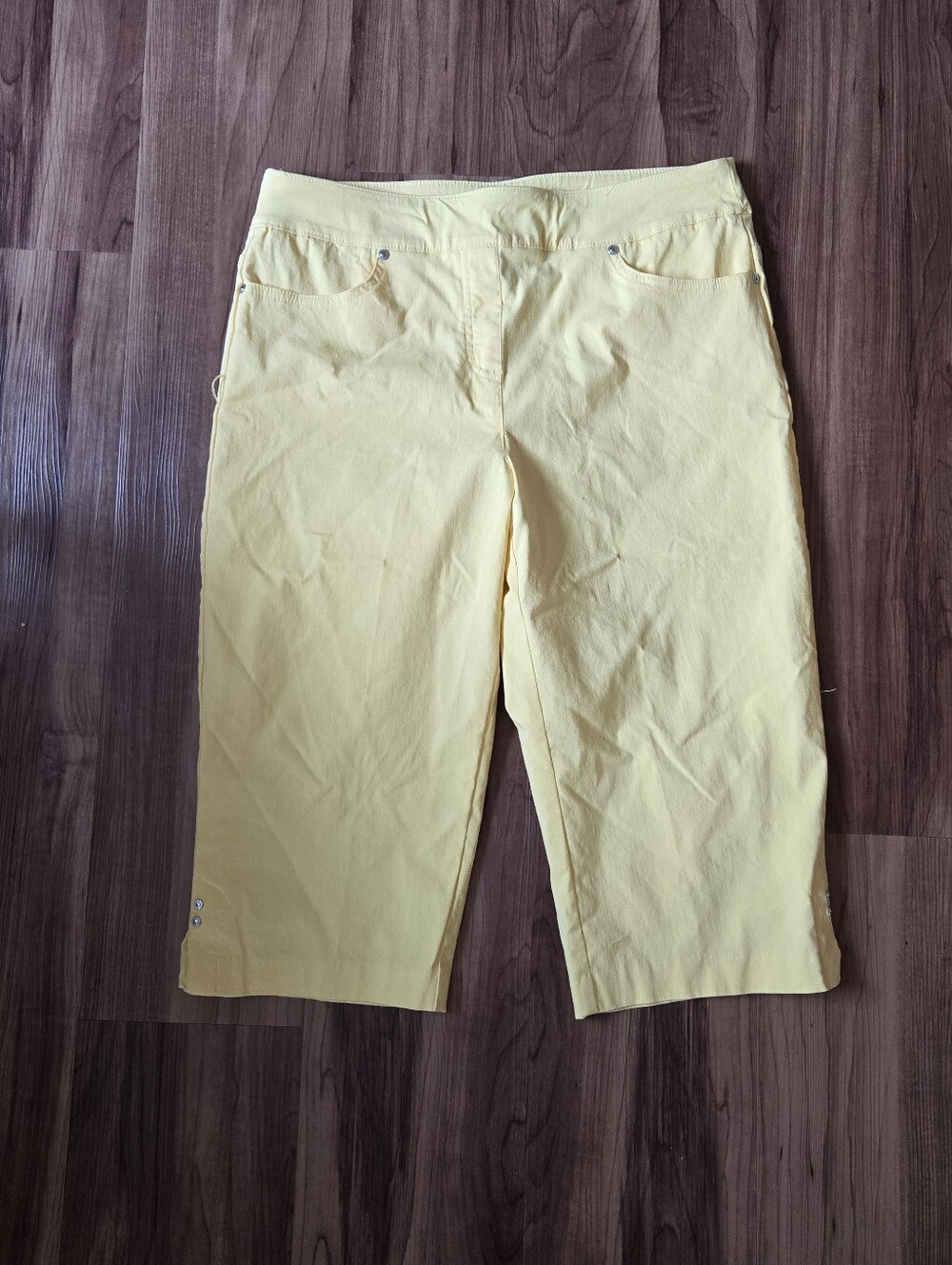 Bright Yellow High-Waist Capri Pants Pedal Pushers Women's 10 EUC